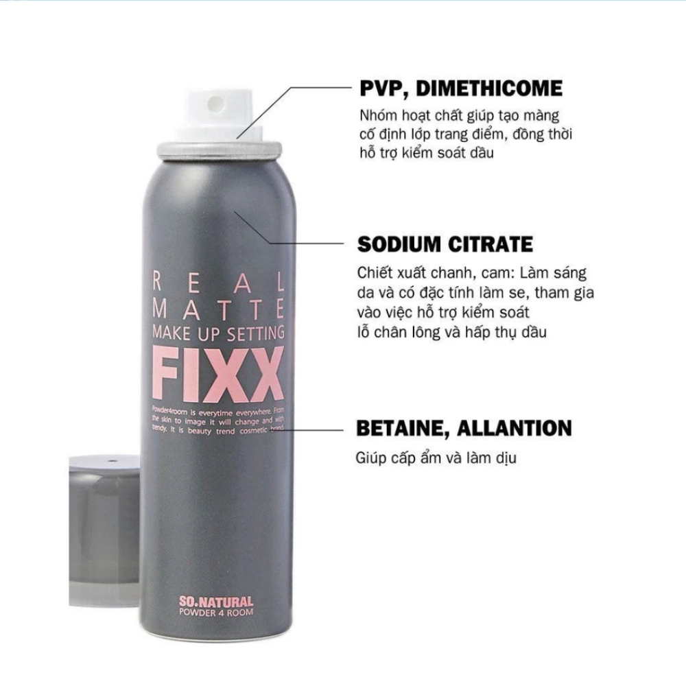Xịt Khóa nền So’Natural Make Up Setting Fixx giúp lớp nền căng bóng, mịn lì | BigBuy360 - bigbuy360.vn