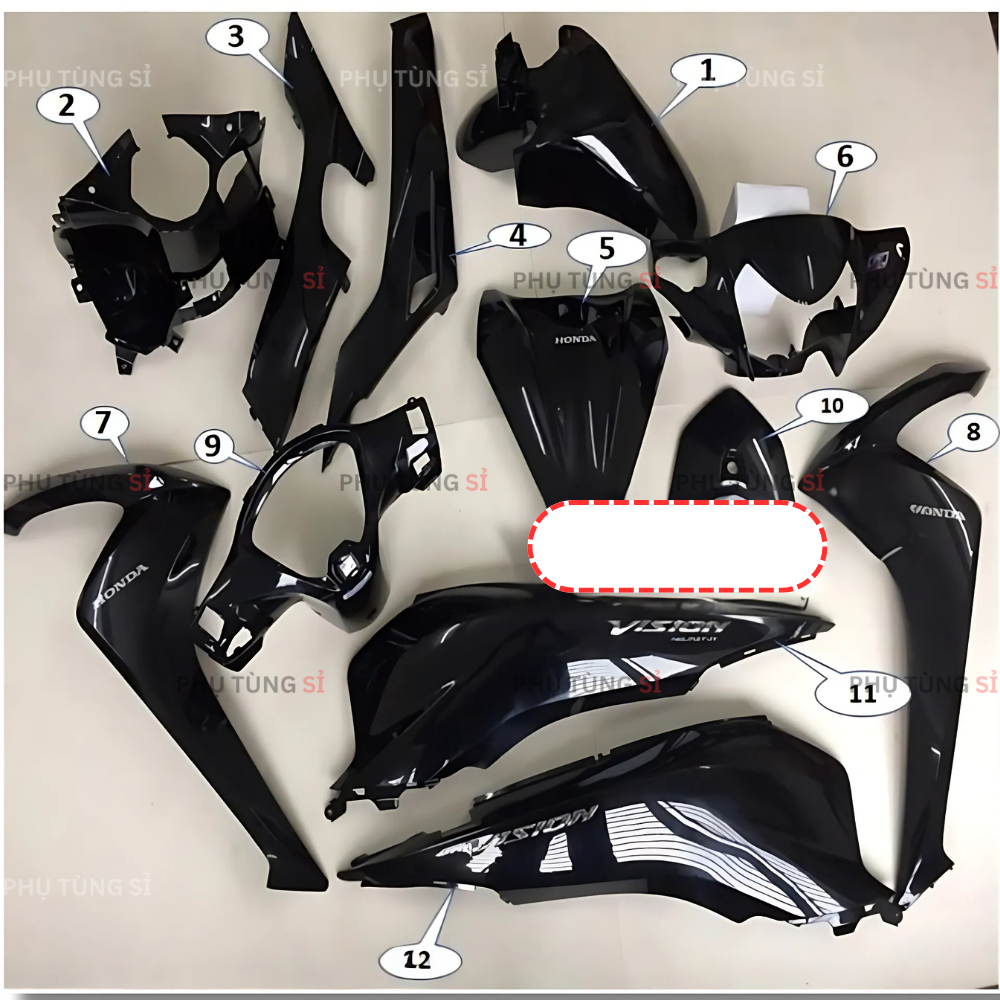 Dàn Áo Vision Đen Bóng Đời 2015-2020 Zin Hãng HONDA
