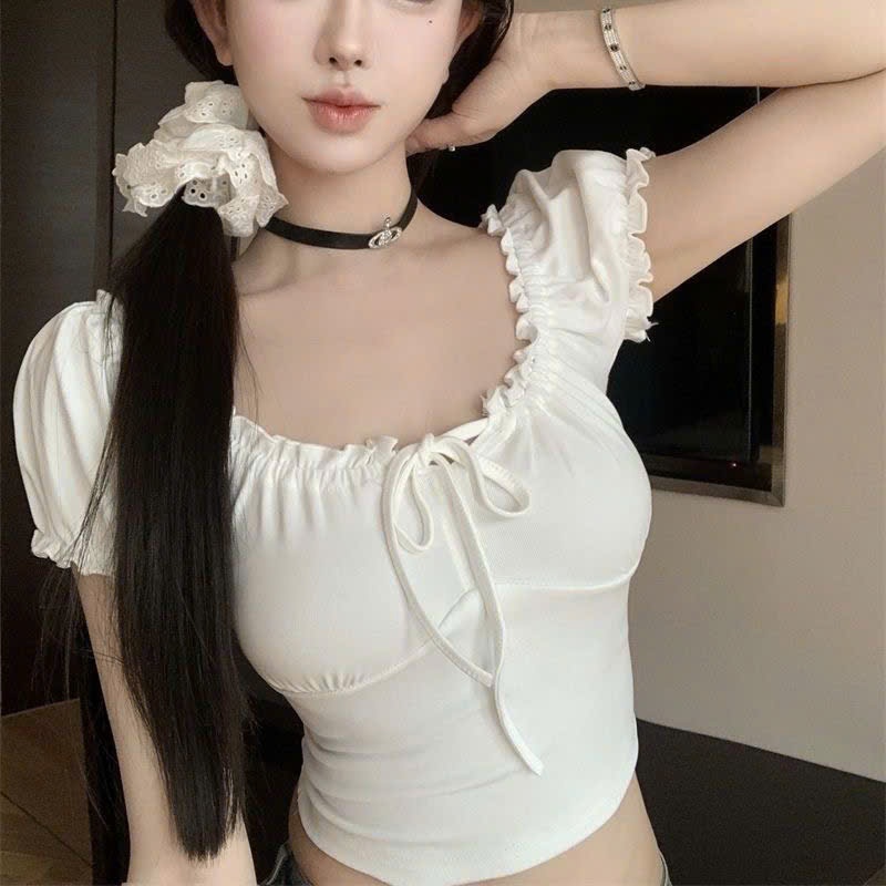 Áo croptop trễ vai nơ cổ phong cách tiểu thư mặc được 2 kiểu | BigBuy360 - bigbuy360.vn