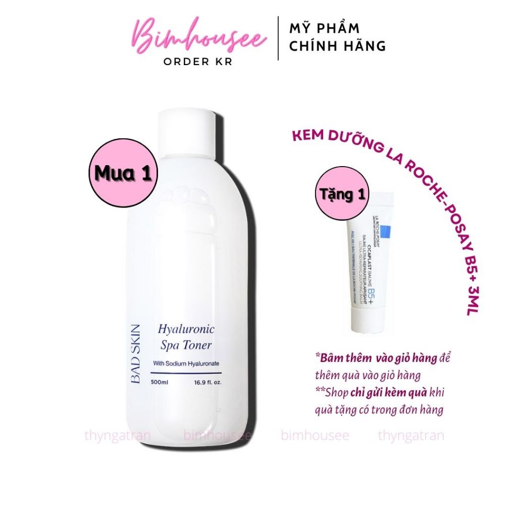 Toner BAD SKIN badskin HYALURONIC SPA TONER siêu cấp nước HA 100ml 500ml