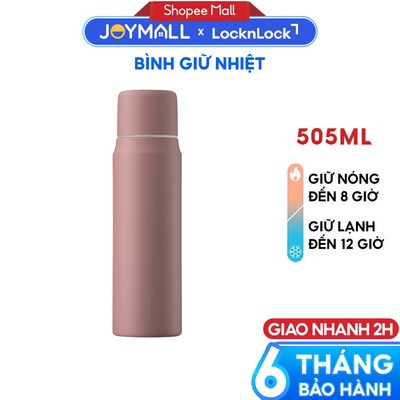Bình giữ nhiệt LocknLock 505ml Hồng LHC1487PIK - Hàng chính hãng, nắp dùng làm cốc nước - JoyMall