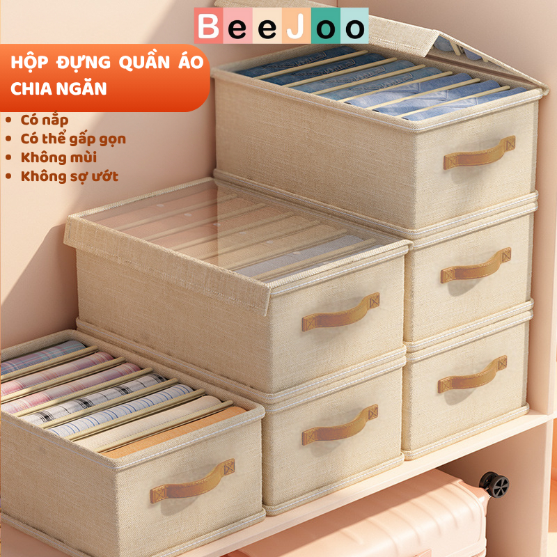 Hộp vải đựng quần áo hộp đựng đồ lót, tất, vớ, quần jean, áo sơ mi, gấp gọn, hộp đựng quần áo 12 ngăn nhà Beejoo
