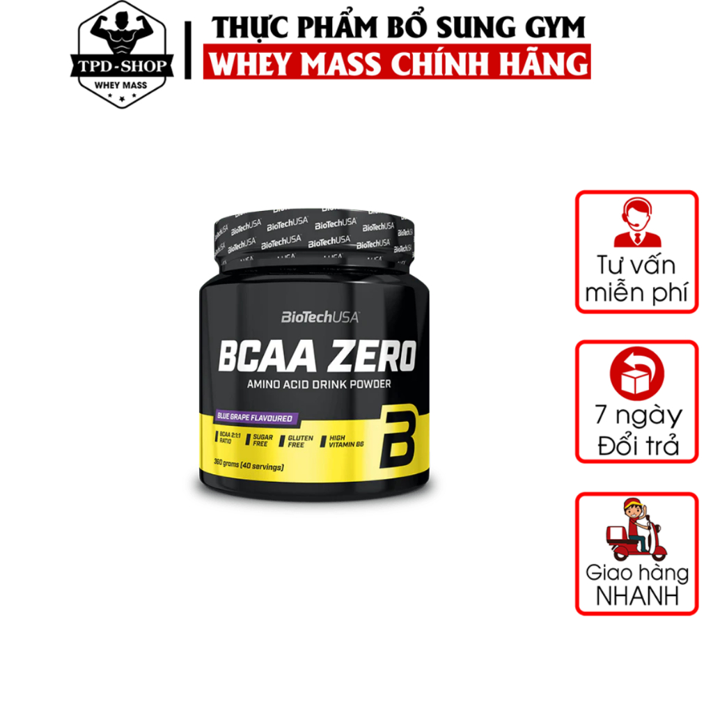 BCAA Zero BiotechUSA 360g – 40 Servings, 6g BCAA + Glutamine, 0 Calo, Hỗ Trợ Tập Bền