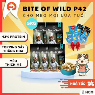 【 COMBO  5 gói Hạt 1kg cho Mèo P42 BITE OF WILD 92% từ Thịt