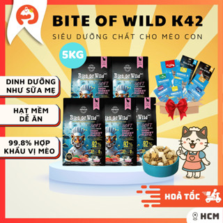 【 COMBO  5 Gói Hạt 1kg Bite Of Wild K42 Dành Cho Mèo Con - Dạng Viên Mềm Dễ Tiêu Hóa, Không Độn Ngũ Cốc