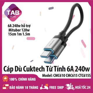 Cáp Dù Cuktech Ngắn Hít Từ Tính C To C 6A 240w Hỗ Trợ Mi Turbro CMC610 CMC615 CTC615S - Bảo Hành 18 Tháng