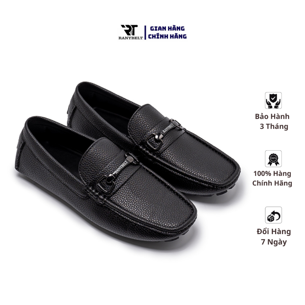 Giày lười nam da nubuck RANYBELT GIÀY NAM CAO CẤP, đế cao su êm chân chống trơn RT25