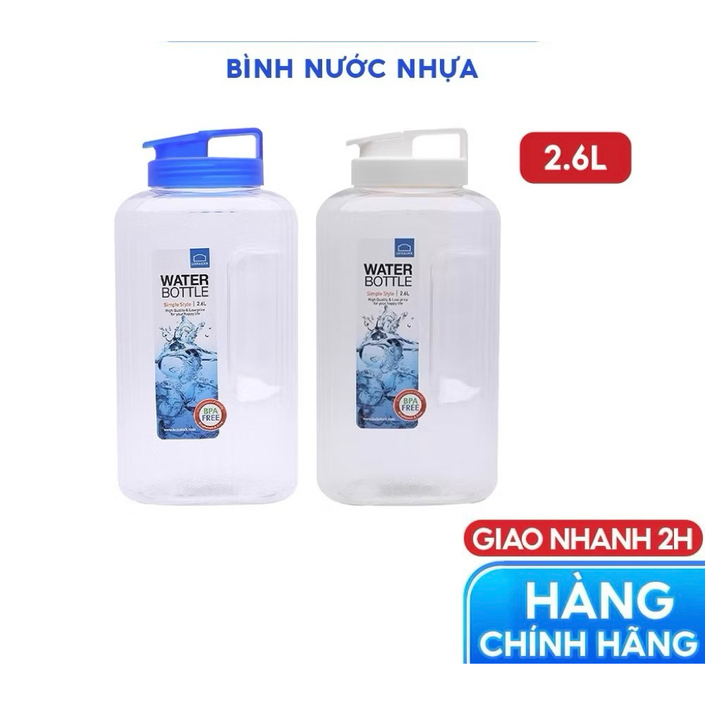 Bình nước nhựa Lock and lock chính hãng 2.6L đựng trà sữa, nước tiện lợi