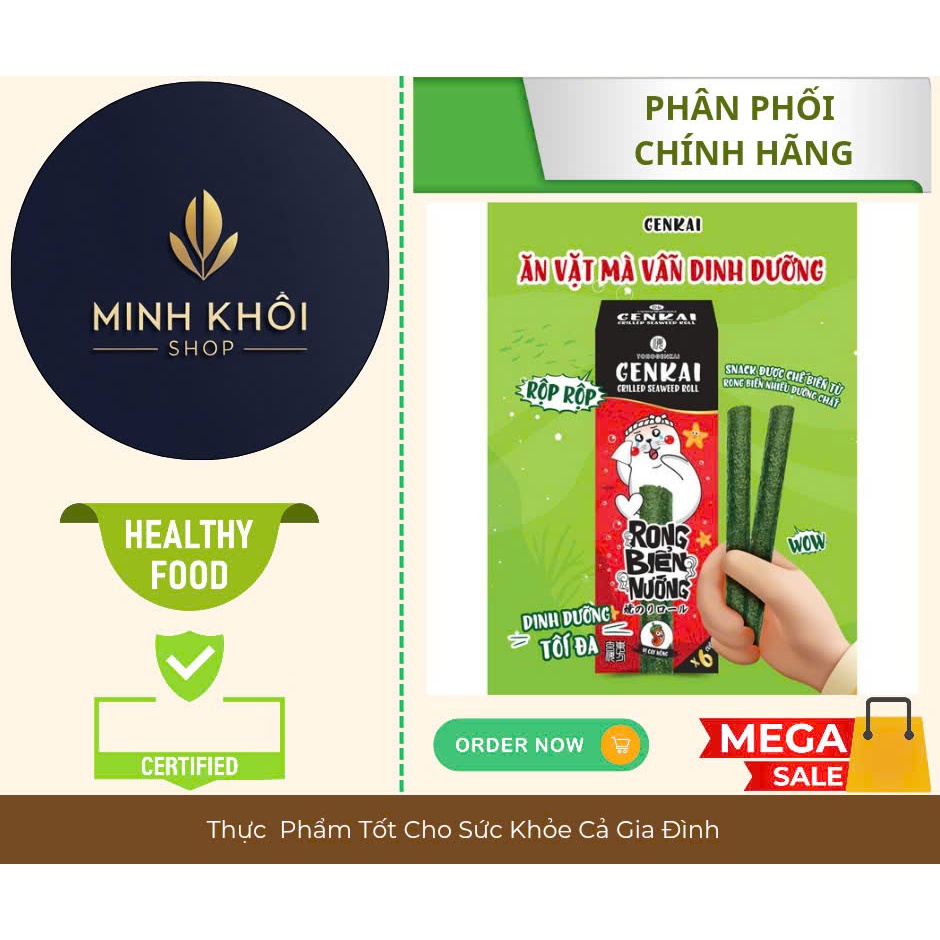 Rong Biển Nướng Cuộn GENKAI Vị Cay Nóng 18g (3g x 6 gói)