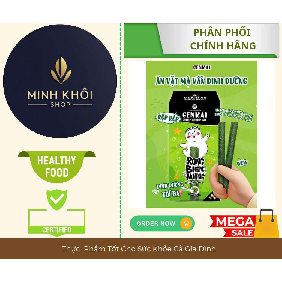 Rong Biển Nướng Cuộn GENKAI Vị Tự nhiên 36g (3g x 12 gói)