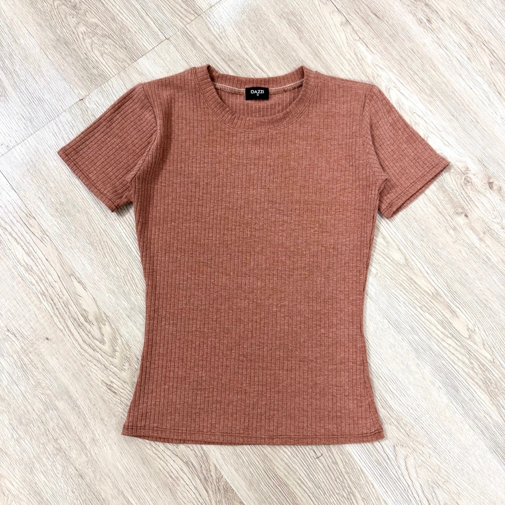 Áo thun nữ cổ tròn tay ngắn vải bo đũa form ôm tôn dáng DAZZI Women A036 | BigBuy360 - bigbuy360.vn