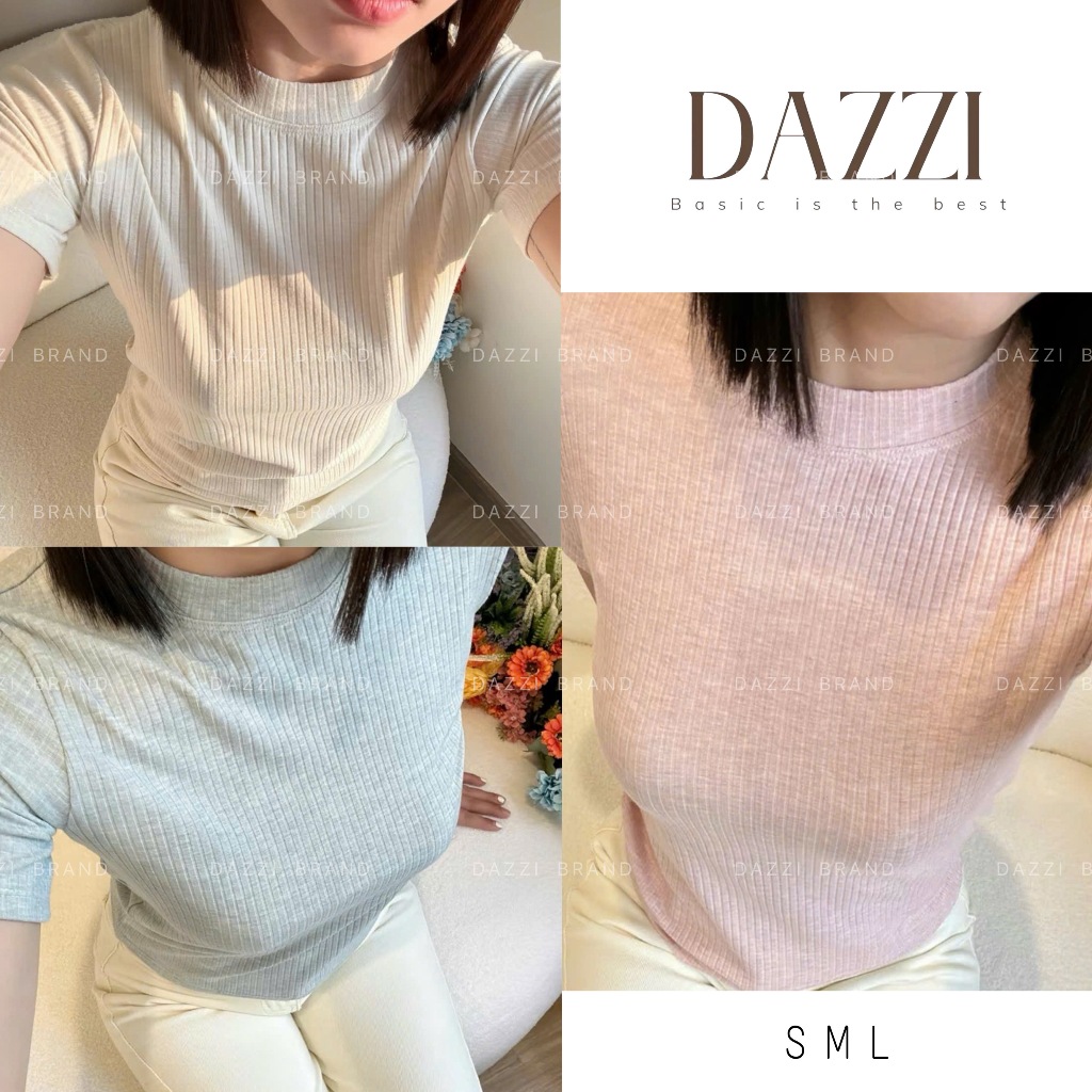 Áo thun nữ cổ tròn tay ngắn vải bo đũa form ôm tôn dáng DAZZI Women A036 | BigBuy360 - bigbuy360.vn