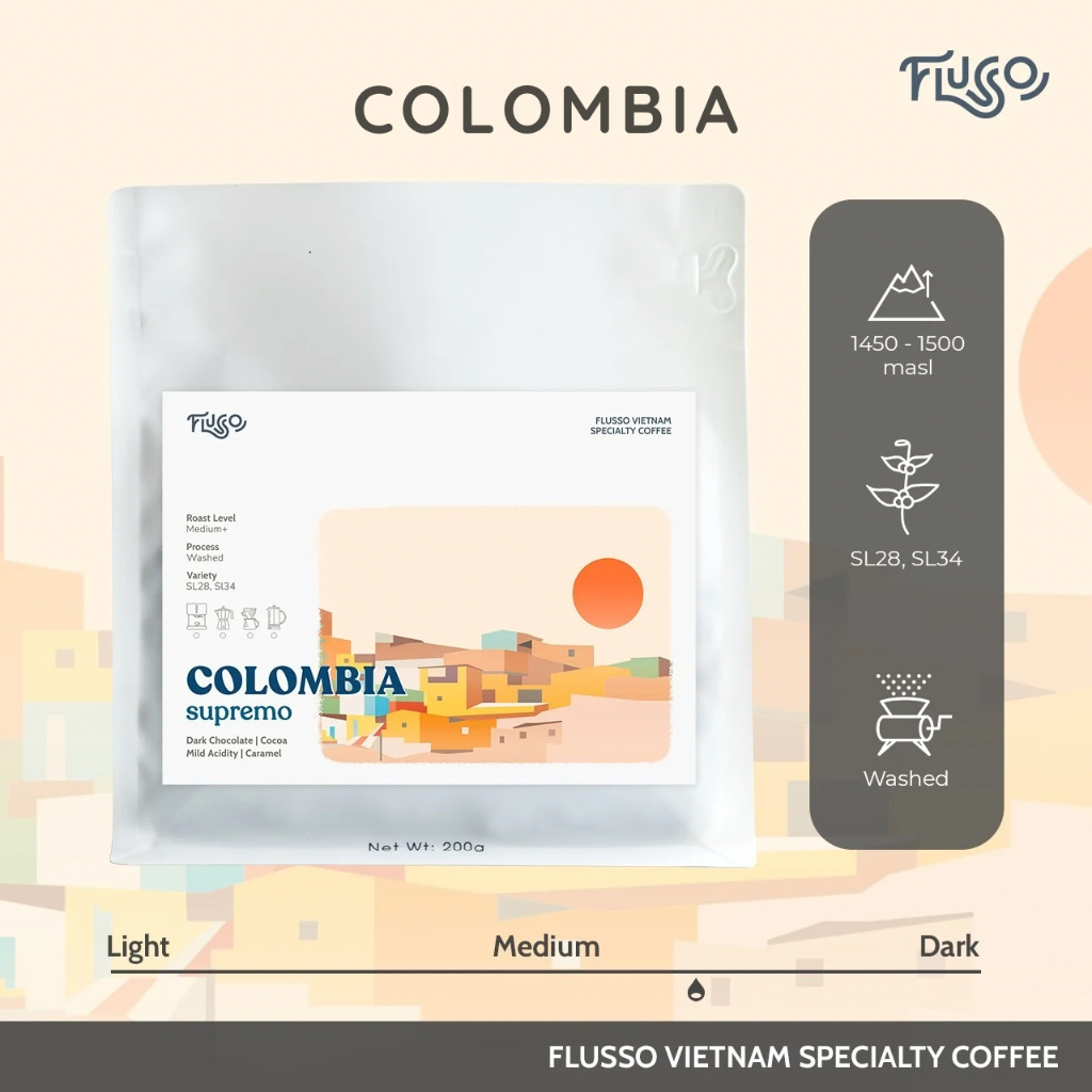 Cà phê Flusso Espresso Colombia Supremo