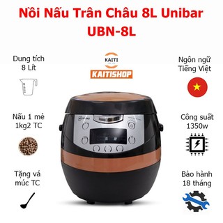  Nồi Nấu Trân Châu Tự Động 8L Unibar UBN-8L - Nồi Nấu Trân Châu 8 Lít Tiếng Việt 