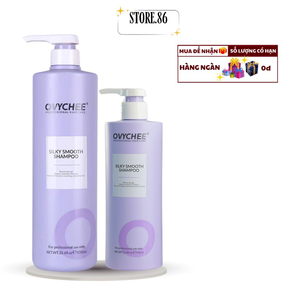 Lẻ Dầu Gội OVYCHEE Silky Smooth Shampoo 500ml - 1000ml Hỗ Trợ phục Hồi Tóc Hư Tổn, Giảm Rụng Tóc
