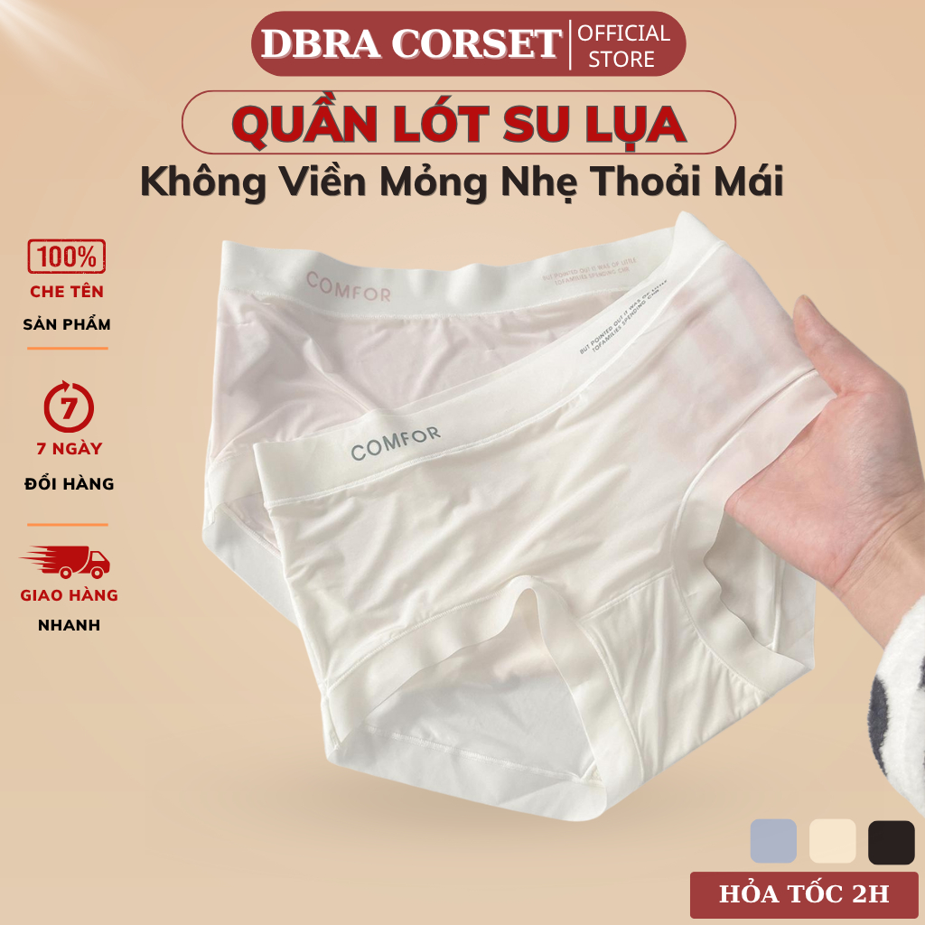 Combo 3 Quần Lót Nữ DBRA Vải Su Lụa Phối Viền Chữ COMFOR Mát Lạnh Mềm Mại - QC.149