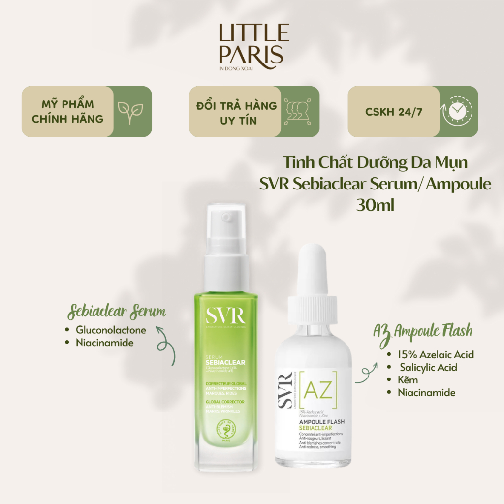 Tinh Chất Chuyên Biệt Da Mụn Và Thâm Ampoule và Serum Sebiaclear AZ Ampoule Flash 30ml