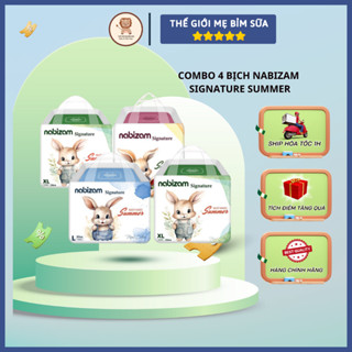 [Thế Giới Mẹ Bỉm Sữa] [KOC] Combo 4 Bịch Bỉm NABIZAM Signature Summer Cao Cấp Chống Tràn Vượt Trội Cho Bé - thegioimebim