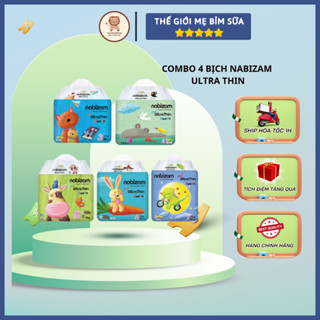[Thế Giới Mẹ Bỉm Sữa] Combo 4 Bịch Bỉm NABIZAM Ultra Thin Mềm Mại Cao Cấp Thấm Hút Tốt Cho Bé - thegioimebimsua