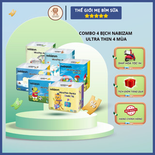 [Thế Giới Mẹ Bỉm Sữa] [KOC] Combo 4 Bịch Bỉm NABIZAM Ultra Thin 4 Mùa Cao Cấp Mềm Mỏng Cho Bé - thegioimebimsua