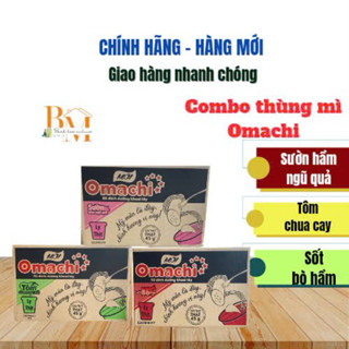 Combo 24 Ly Mì Omachi 3 Loại:Tôm Chua Cay, Xốt Bò Hầm và Sườn Hầm Ngũ Quả(Có Cây Thịt Thật)