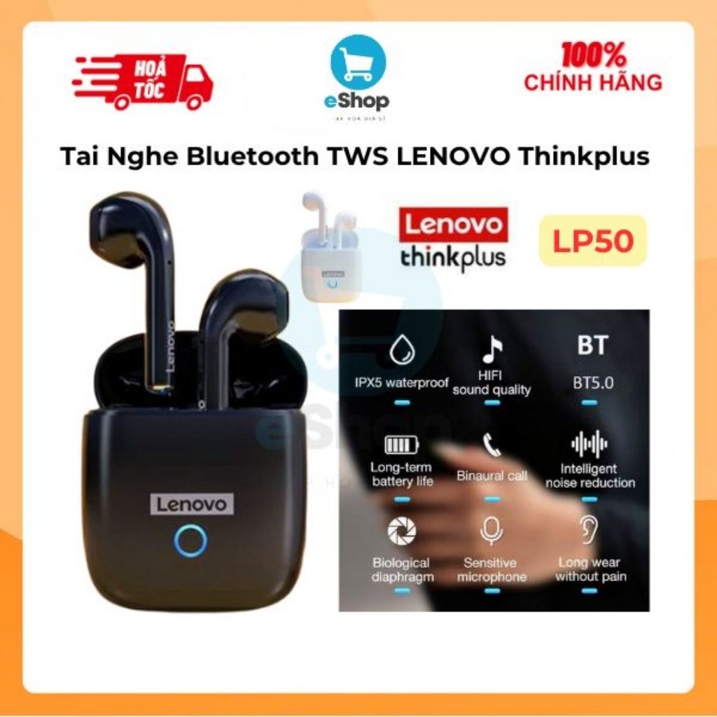 Tai Nghe Bluetooth TWS LENOVO Thinkplus LP50 - Âm Thanh HiFi, Khử Nhiễu Cuộc Gọi AAC, Giảm Ồn Thông 