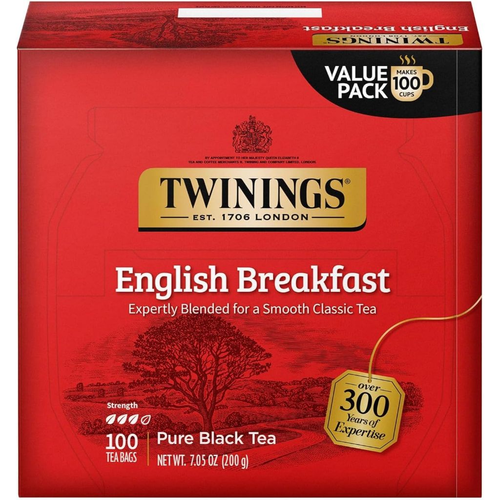 Túi trà đen hàng nước Anh Twinings English Breakfast Black Tea Bags (100 gói)