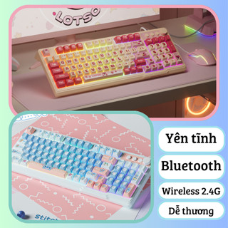  Bàn phím giả cơ Disney D98 Gấu dâu Lotso. Bàn phím Bluetooth dễ thương yên tĩnh 