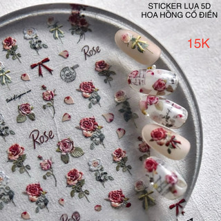 Sticker lụa 5D hoa hồng cổ điển 204