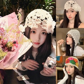 Mũ Ren Trùm Đầu Đi Biển Du Lịch Đan Thủ Công Thời Trang Xuân Hè