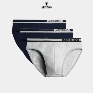 Quần lót nam ARISTINO dáng briefs khỏe khắn, cạp chun dệt logo lệch, cotton kháng khuẩn - ABF1603