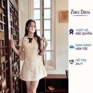  Váy Liền Ren Hoa Ngắn Tay Đính Nơ Tracy Dress 