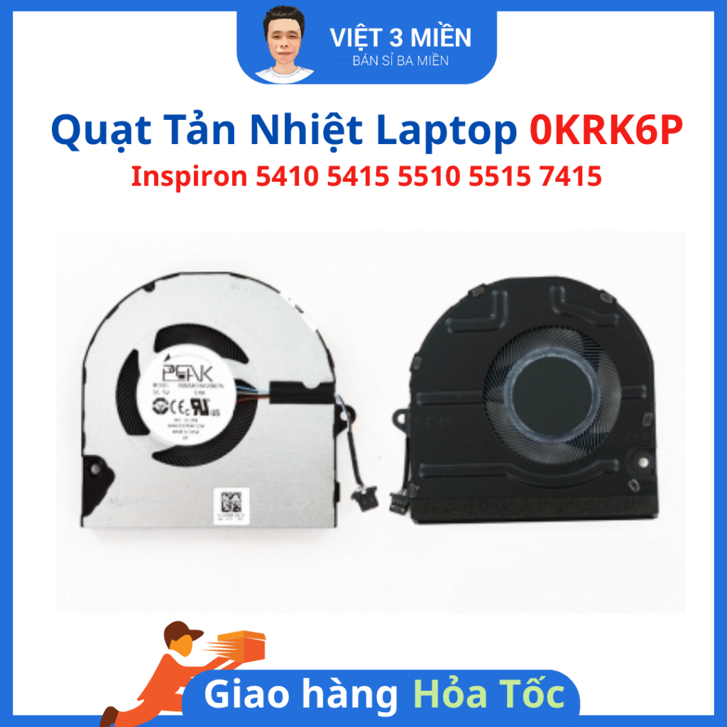 Fan Quạt Tản Nhiệt CPU DELL Inspiron 15 5510 5515 5518 14 5410 5415 5418 7400 7415 2in1 0KRK6P KRK6P