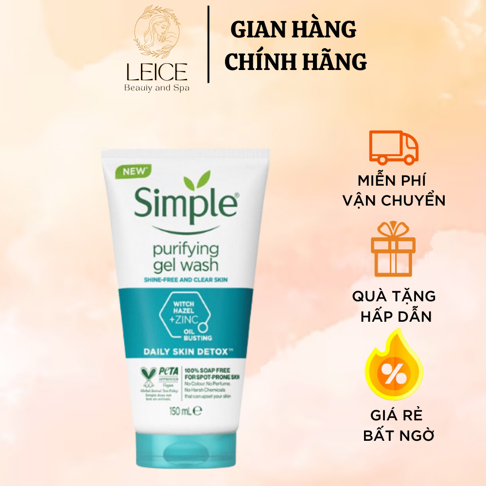 Sữa rửa mặt dạng gel Simple Kind To Skin Refreshing Facial Wash 150ml