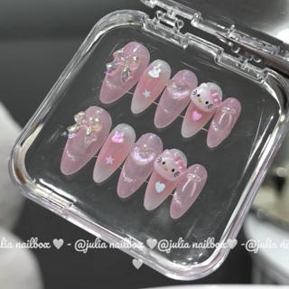 JuliaNailbox Mã T190 Móng tay giả thiết kế thủ công, sơn gel ( tặng kèm keo, miếng dán, dũa, bông lau móng )