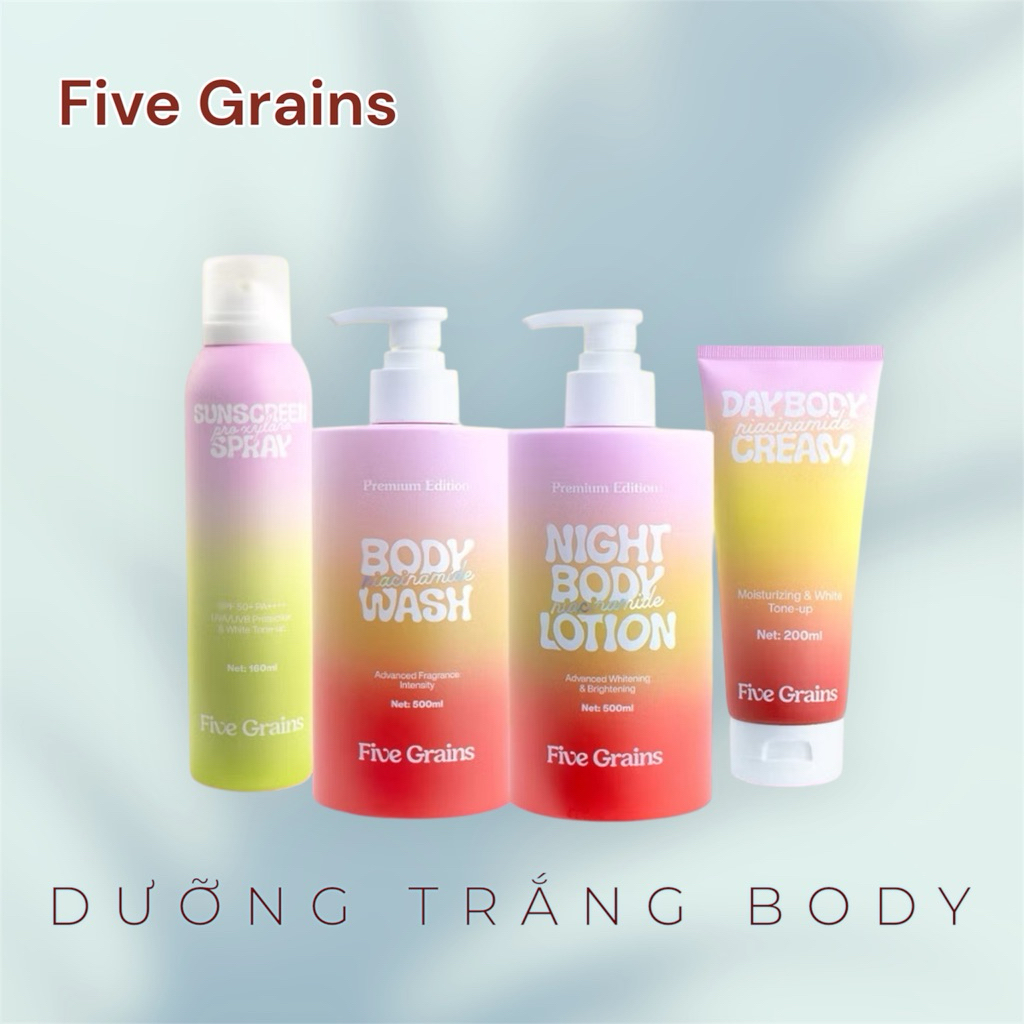 [Five Grains] Kem Dưỡng Trắng Da Body, Xịt Chống Nắng, Sữa tắm, Sữa Dưỡng Thể Five Grains Niacinamid