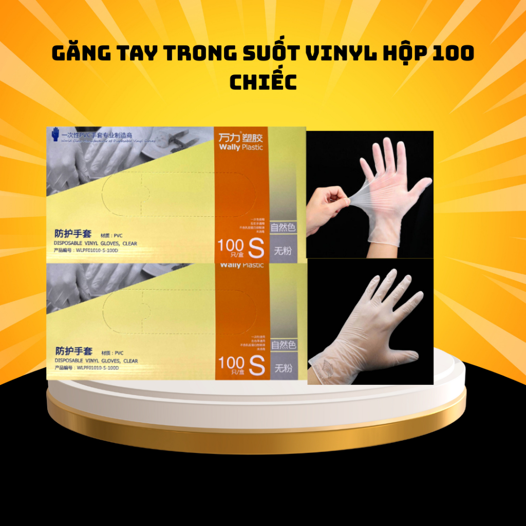 Hộp 100 Chiếc Găng tay trong suốt không bột siêu dai cho nấu ăn, thực phẩm, massage spa