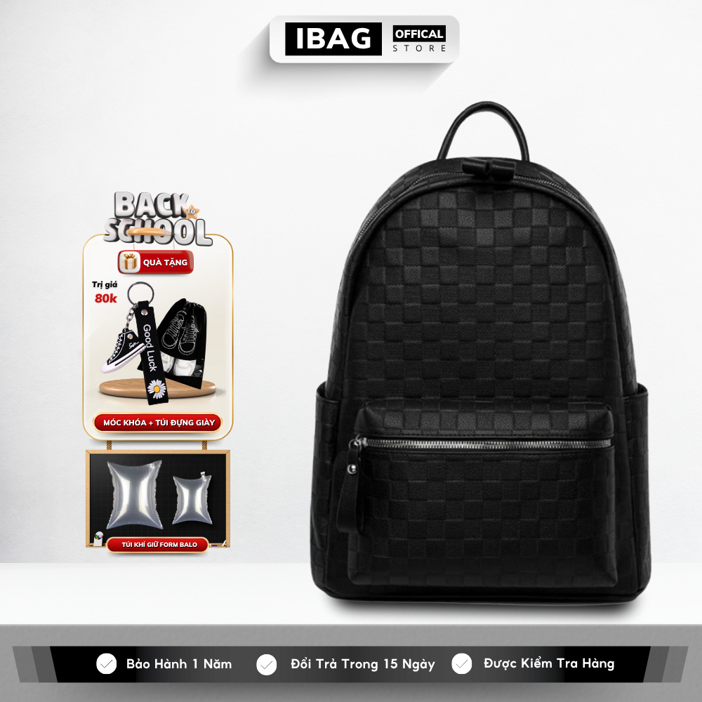 Balo Da Đi Học IBAG Balô Da Thời Trang Nam Nữ Cặp Da Pu Cao Cấp Ba Lô Da Cặp Đi Học Ulzzang Balo Đựn