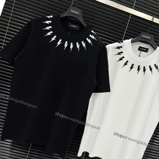  Áo phông vòng cổ tia sét  nam nữ cộc tay áo thun vồng cổ tia sét mới nhất hottrend boy phố 