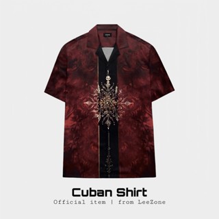 Áo sơ mi Cuban LeeZone form rộng, chất vải lụa thoáng mát | Sơ mi Khói Đỏ