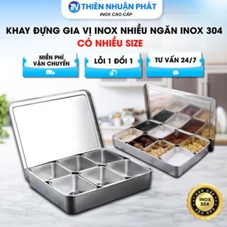Khay đựng gia vị inox 4 ngăn 6 ngăn 8 ngăn inox cao cấp, hộp đựng gia vị inox, inox thực phẩm