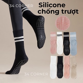 Vớ Yoga Nữ Cổ Cao, Tất Thể Thao Nữ Cotton Chống Trượt Thoáng Mát Co Dãn, Vớ Nữ Cổ Cao Yoga Cao Cấp