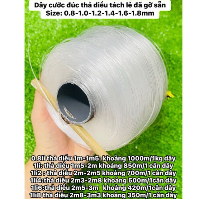  Dây cước đúc thả diều tách lẻ đã gỡ sẵn Size: 0.8-1.0-1.2-1.4-1.6-1.8mm 