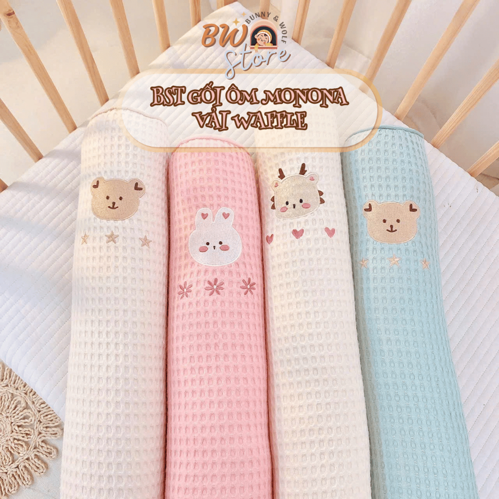 Gối Ôm MONONA Waffle / Cotton / Chần Bông Giúp Bé Ngủ Ngon [ BW Store ]
