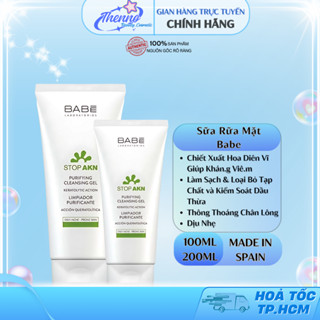  Sữa Rửa Mặt Kiểm Soát Dầu Giảm Mụn BABE Stop AKN Purifying Cleansing Gel 100ml 200ml Hàn Quốc 