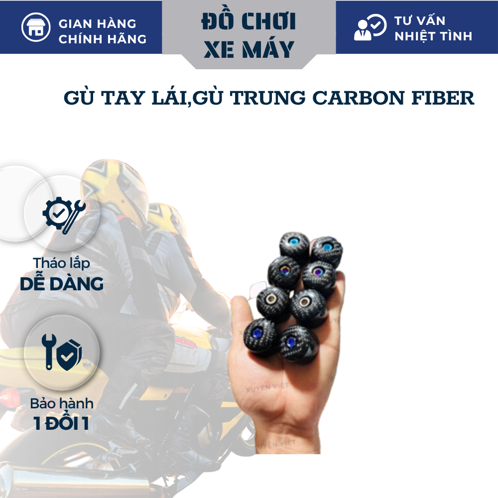 Gù tay lái,Gù trung Carbon fiber(có gù tiện lòng lắp air blade 2016-2023 giá 1 đôi) - Xuyên Việt