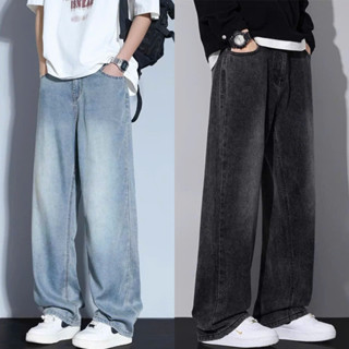 Quần Jean Nam ống suông, ống rộng Wash xanh retro, SMOKE, vintage, Quần bò nam, Jeans baggy Cao Cấp