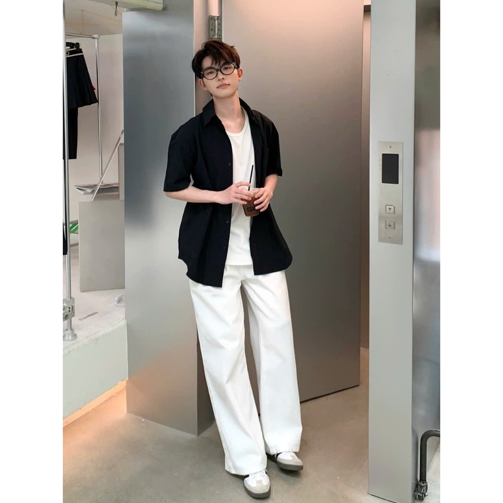 WIDE STRAIGHT Quần jean nam ống rộng, ống suông new 2025, xám smoke, jean baggy, quần ống rộng nam light smoke | BigBuy360 - bigbuy360.vn