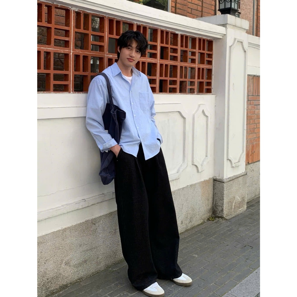 WIDE STRAIGHT Quần jean nam ống rộng, ống suông new 2025, xám smoke, jean baggy, quần ống rộng nam light smoke | BigBuy360 - bigbuy360.vn