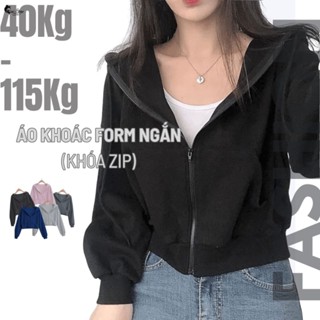 40-105KG Áo Khoác Nỉ Croptop Bigsize Hoodie Zip Dáng Ngắn Form Rộng Mũ To, Có Túi Trong - MÃ 08